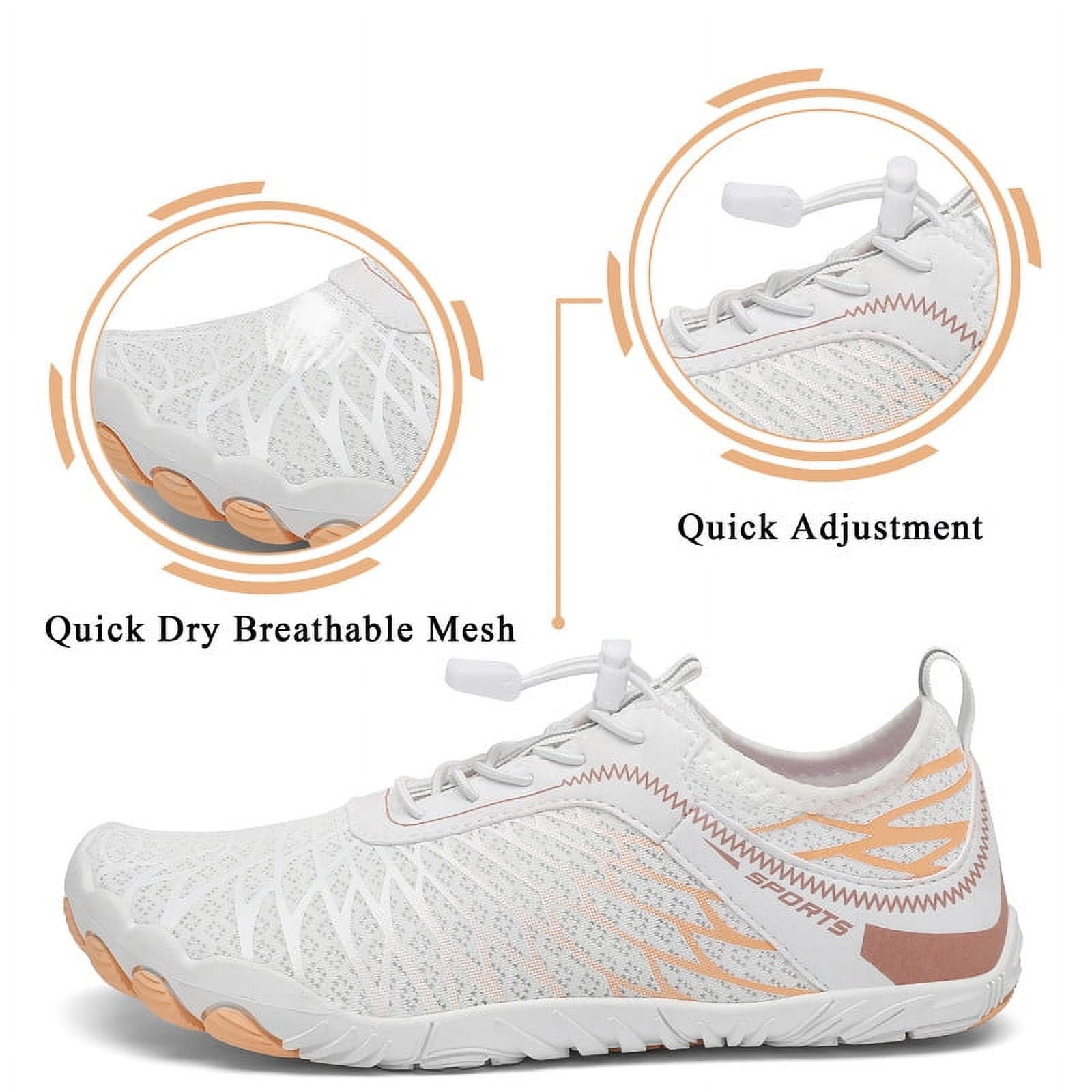 Stepedia Women's Wide Toe Box Barefoot Water Shoes Quick Dry Athletic Hiking Shoes, White 8 Wide