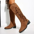 thumbnail image 2 of Tao Tao Cowgirl Fringe Boots For Women Tassels Cowboy Boots Knee High Pointed Toe Western Boots Brown 38, 2 of 9