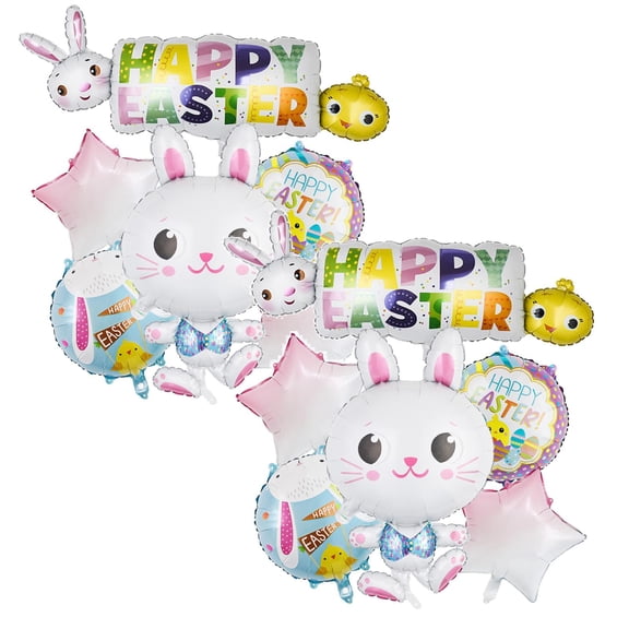 14Pcs Easter Decorations Easter Balloons Large Bunny Chicken Egg Shaped Mylar Foil Balloons White Green Yellow Purple Balloons For Home Happy Themed Party Decorations Supplies Event & Party