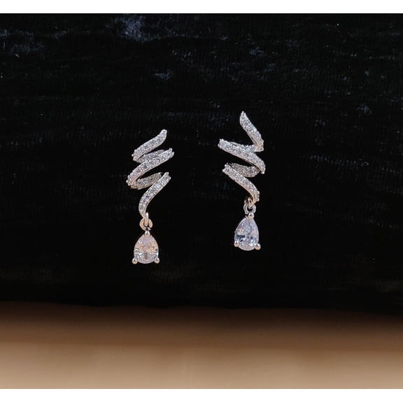 JYONA Premium Rose Gold Plated Marquise & Pear-Cut Cubic Zirconia Drop Earrings for Women, Bridal & Wedding Party Dangle Jewelry