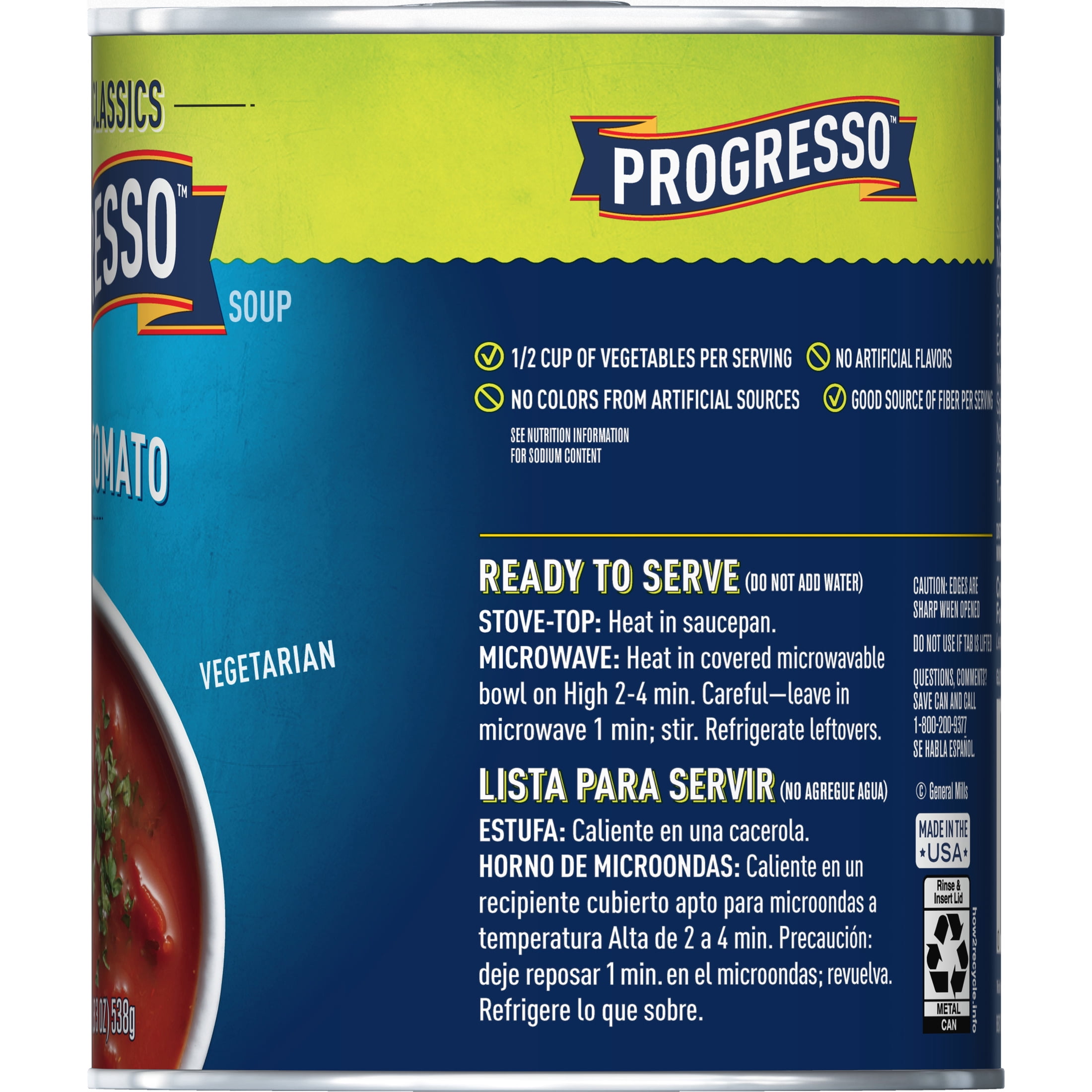 (5 pack) Progresso Vegetable Classics, Hearty Tomato Soup, Gluten Free, 19 oz.