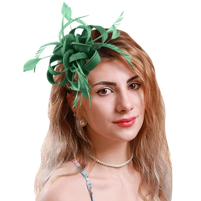 UJNDER Fascinators pour Femmes Chapeaux de Fête de Thé Hauts Accessoires de Coiffure de Mariage Coiffe de Mariée Accessoires pour Cheveux Vert