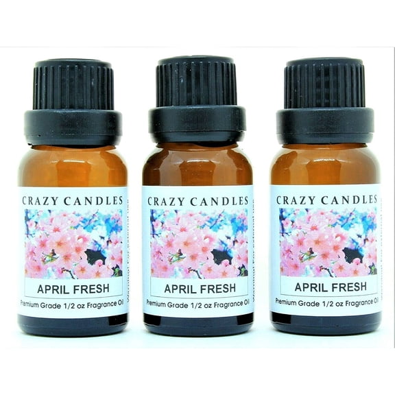Crazy Candles April Fresh (Bouquet of Flowers Scented) 3 Bottles 1/2 Fl Oz Each (15ml) Premium Grade Scented Fragrance Oil Made in USA