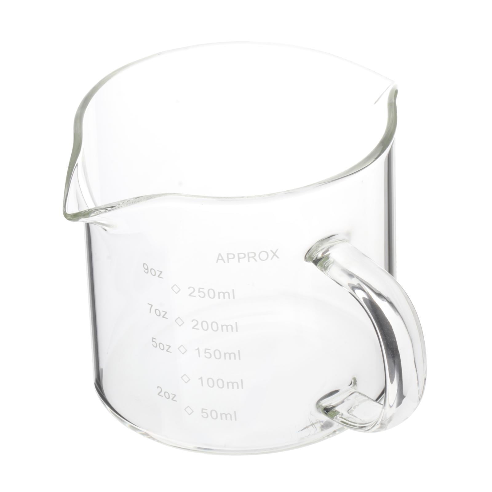 TISHITA 4x Espresso Glasses Coffee Measuring Cup, Mini Measuring Cup Double Spouts Milk Cup, Clear Glass Pitcher for Fruit Juice 250ml,