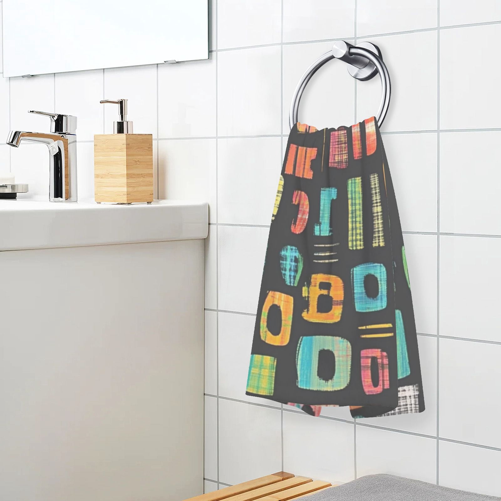 Letters Words Hand Towels Cotton Bath Towels Large Face Towels Absorbent for Bathroom 2 Packs