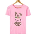 thumbnail image 3 of Hauts d'Été Grande Taille pour Femmes Col Rond Imprimé Jour de Pâques Décontracté Manches Courtes T-shirt Col en V Femmes en Solde, 3 of 4