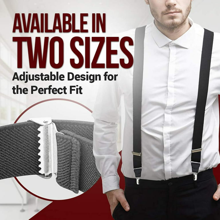 MELOTOUGH Heavy Duty Clip Suspenders for Men Men s Adjustable X Back Mens  Suspenders Straps with Clips Navy Blue 