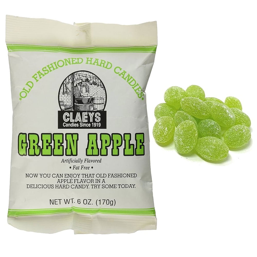 (5 pack) 1 Bag Claeys Green Apple Hard Candy Fat Free No Gluten Candies Natural Drops 6oz