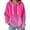 Pink, variant on Fiaer Women's Hoodies Oversized Gradient V Neck Long Sleeve Hooded Sweatshirts Drawstring Loose Fit Trendy Pocket Tops Watermelon Red L