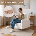 thumbnail image 4 of Spaco Modern Teddy Fleece Sofa Chair, Removable Lumbar Pillow, Rubber Wood Support Legs, Wave Spring Cushioning, White & Natural, 4 of 7
