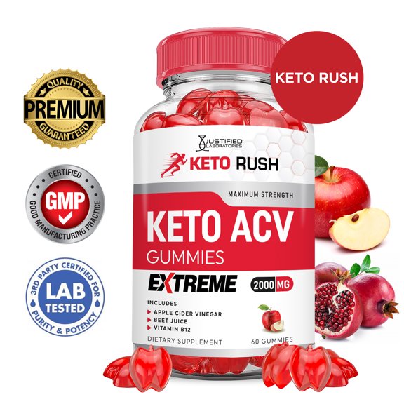 Keto Rush Extreme ACV Gummies 2000mg Dietary Supplement 60 Gummys