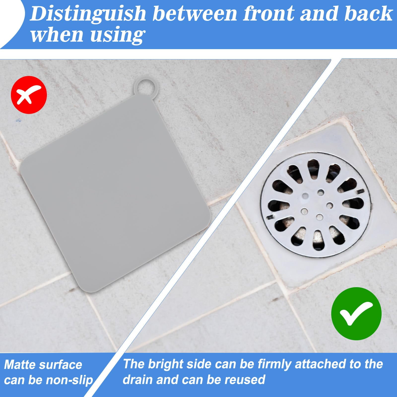 MODANU Drain Covers 4 Pack, 7.87" Drain Covers to Keep Bugs Out, Bathtub Drain Stopper, Shower Drain Cover, Shower Drain Cover Silicone Anti Odor (White, Grey)