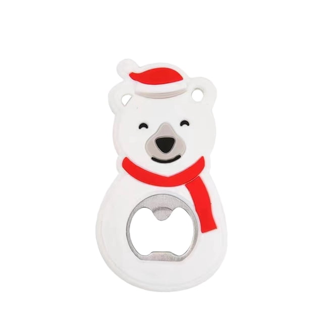 Cartoon Christmas Beer Bottle Opener Magnetic Refrigerator Sticker Household Tool with Festive Design & Stainless Steel