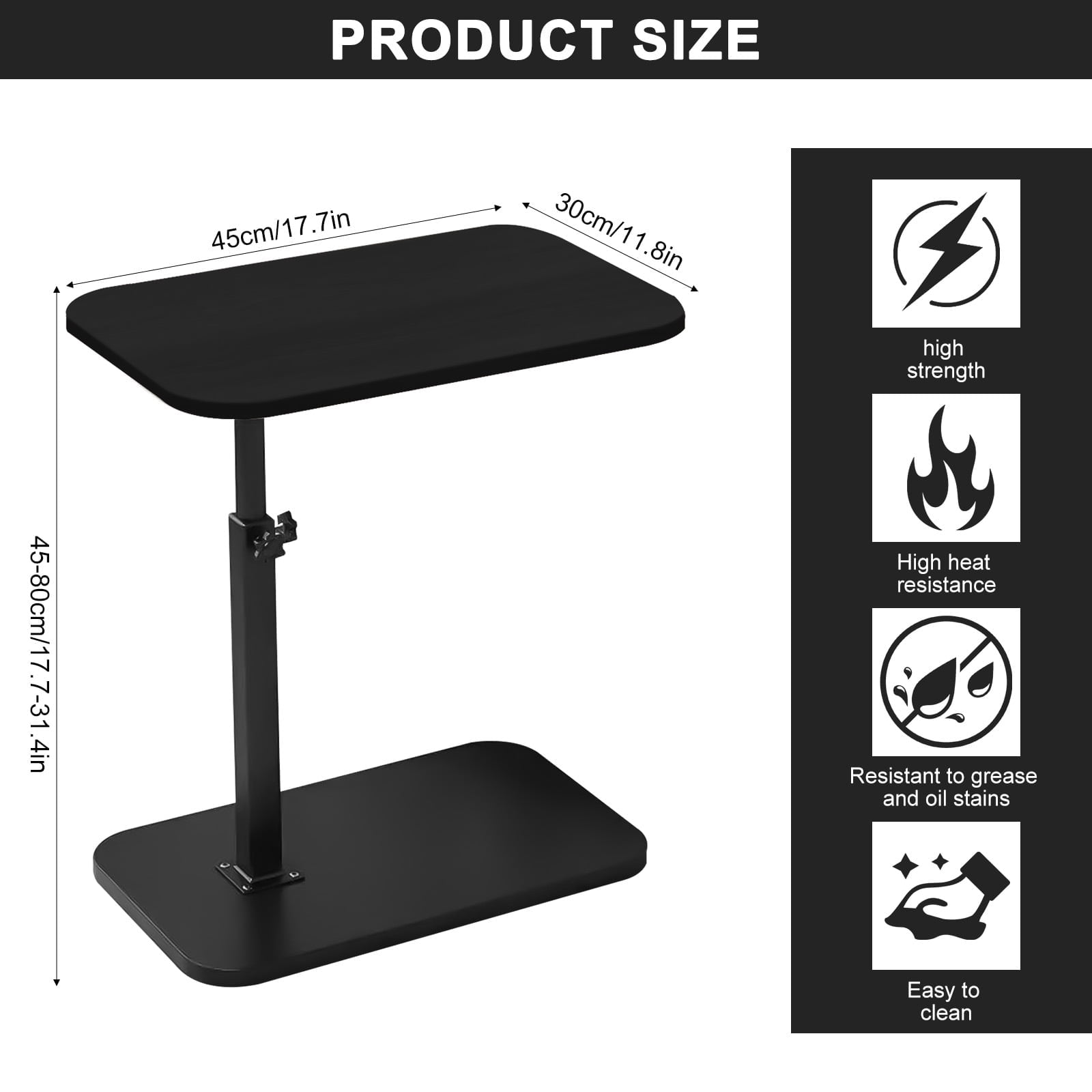 VEGCOOI Adjustable TV Tray Table Side Table Tray, C Table End Table, Bamboo Table, 360°Swive Adjustable Height Tray Table for Bed or Sofa, Living Room, Bedroom TV Tray Table with Phone and Tablet