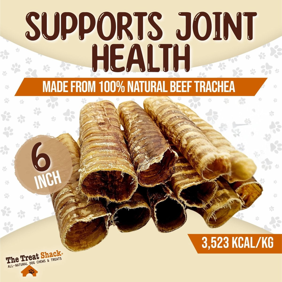 The Treat Shack 6-in Whole Beef Trachea Tubes Natural Dog Chew Treats, 20CT