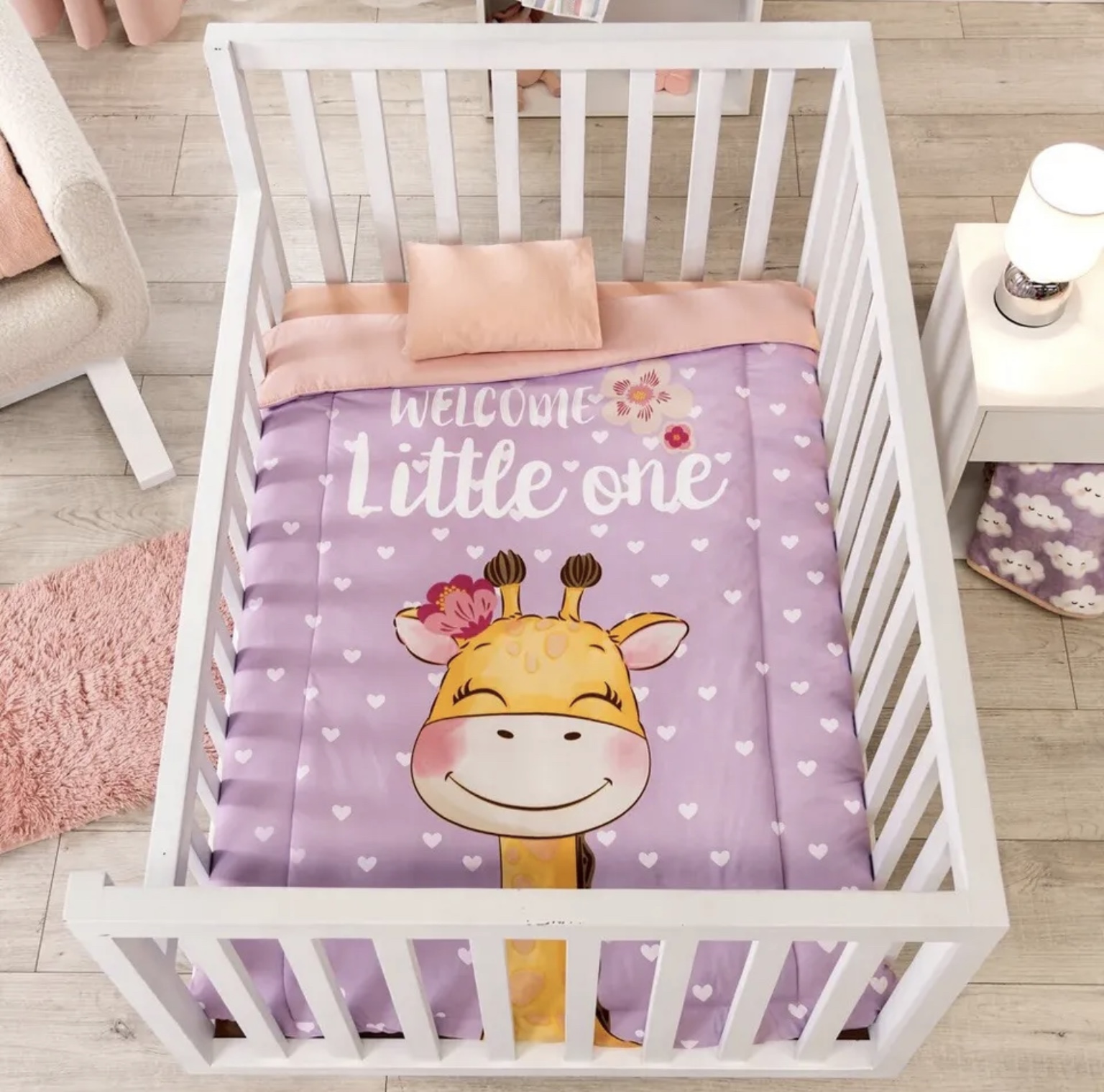LITTLE GIRAFFE BABY GIRL CRIB BEDDING NURSERY SET 3 PCS