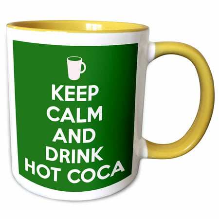 3dRose Keep calm and drink hot cocoa. Green. - Two Tone Yellow Mug,