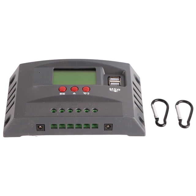 Controlador de carga solar MPPT con seguimiento de carga, 12 V/24 V, adaptación automática, regulador de panel solar LCD con 2 puertos USB de CC de 10 A.
