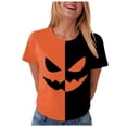 thumbnail image 6 of Godom Halloween Shirts for Women Graphic Letter Print T Shirt Short Sleeve Tees Tops, 6 of 7