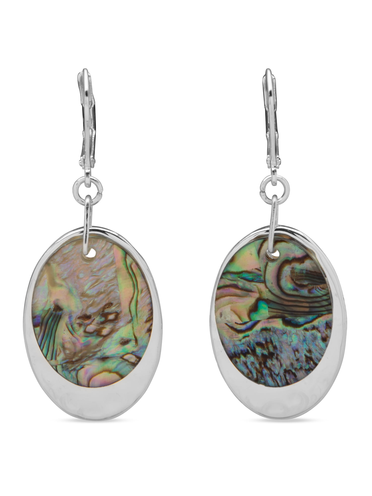 Chaps Women's Silver Tone French Wire Abalone Drop Earrings