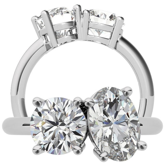 Auory Round and Oval Cut Moissanite Prong Setting Ring for Women