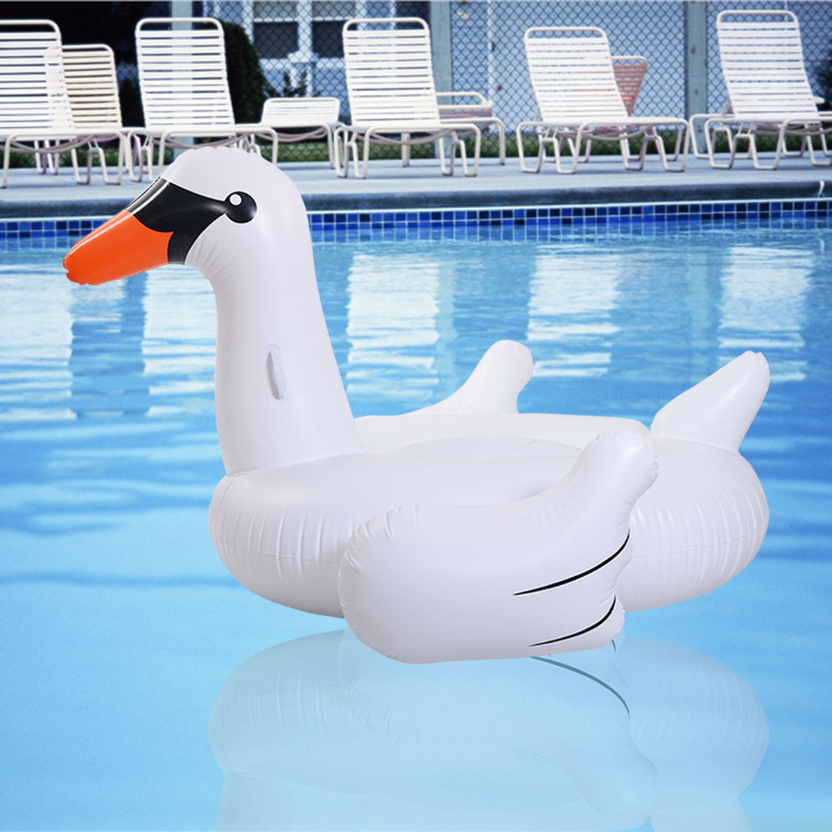 75" Inflatable Leisure Giant Swan Float Toy Rideable Raft Swimming Pool Floats 