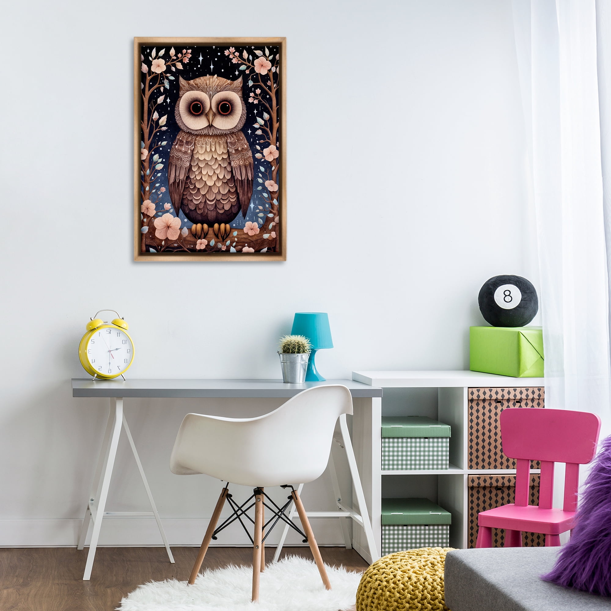 Stupell Industries Woodland Pattern Owl Animals & Insects Painting Brown Floater Framed Art Print Wall Art, 21 x 31