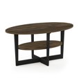 thumbnail image 5 of Furinno Jaya 2-Tier Round Coffee Table, Small Rustic Brown Coffee Table with Storage Shelf, Oval Center Table for Living Room, Bedroom, Home Office, Brown Walnut, 5 of 5