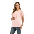 thumbnail image 6 of ZTTD Womens Maternity Irregular Soild Hem Tee Shirt Casual Short Sleeve Crew Neck Basic Nursed T Shirt Top Breastfeeding Blouse, 6 of 9