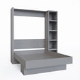 thumbnail image 3 of Easy-Lift Queen Murphy Wall Bed in Grey with Bookshelf, 3 of 10