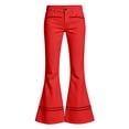 thumbnail image 4 of School Pants for Girls 7-8 Flare Dress Pants Side Thin Stripe Flare Pants, High Waist Stretch Retro Bell Bottom Casual Bootcut Trousers Back To School Clothes Red, 4 of 5