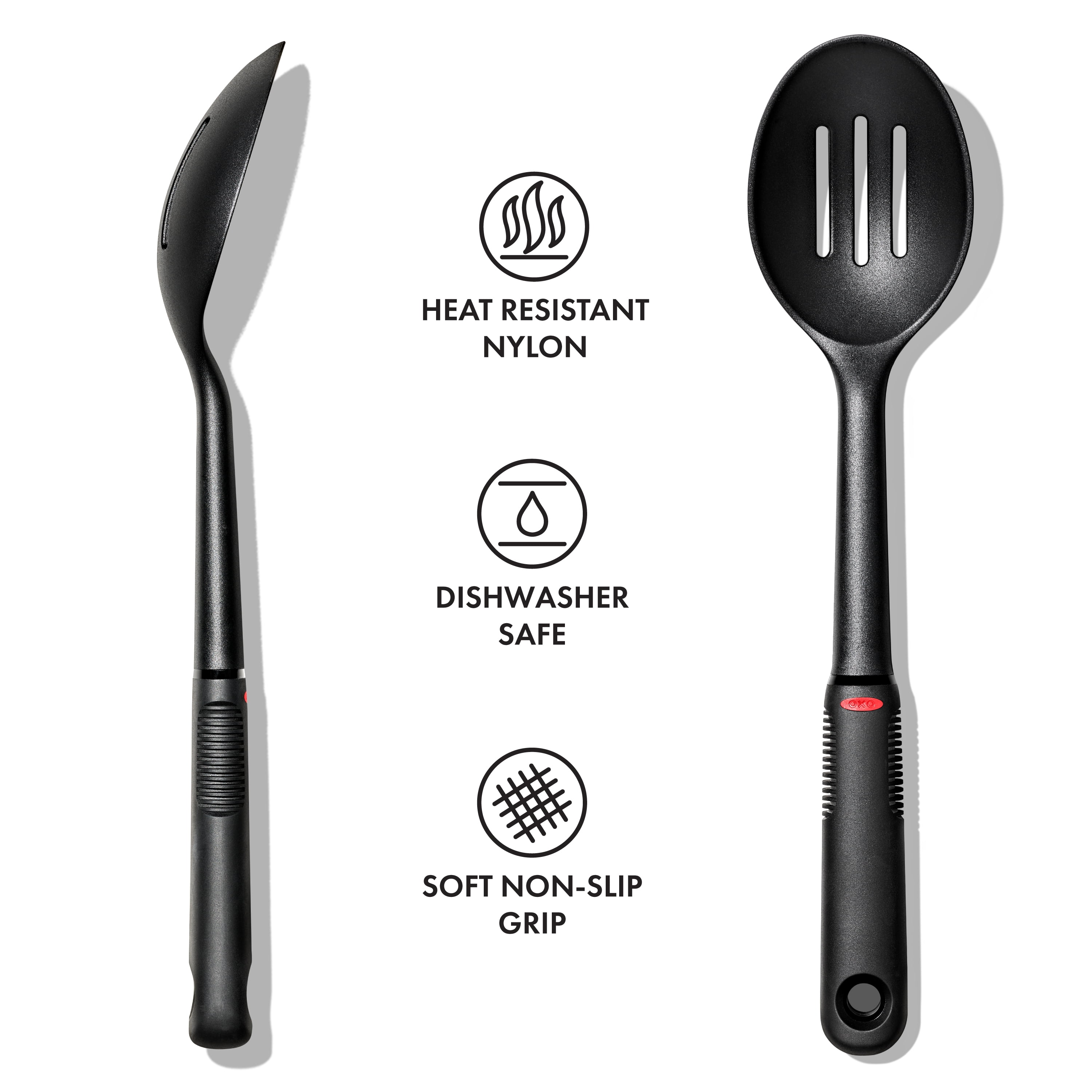 OXO Softworks 13" Nylon Slotted Cooking Spoon, Black