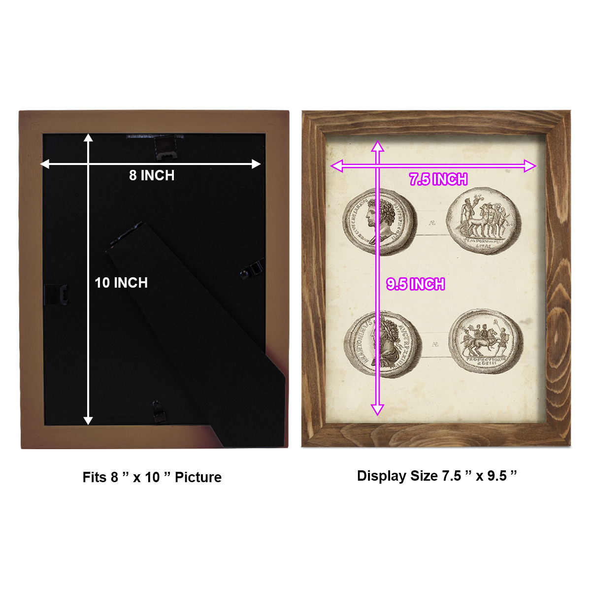 Antique Roman Coins VI -Framed Print w/glass-Walnut