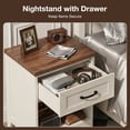 thumbnail image 3 of Nightstands Set of 2, Farmhouse Bedside Tables with Drawer and Open Shelf, Night Stands for Bedroom, End Tables, Side Tables, Dark Walnut & White, 3 of 7