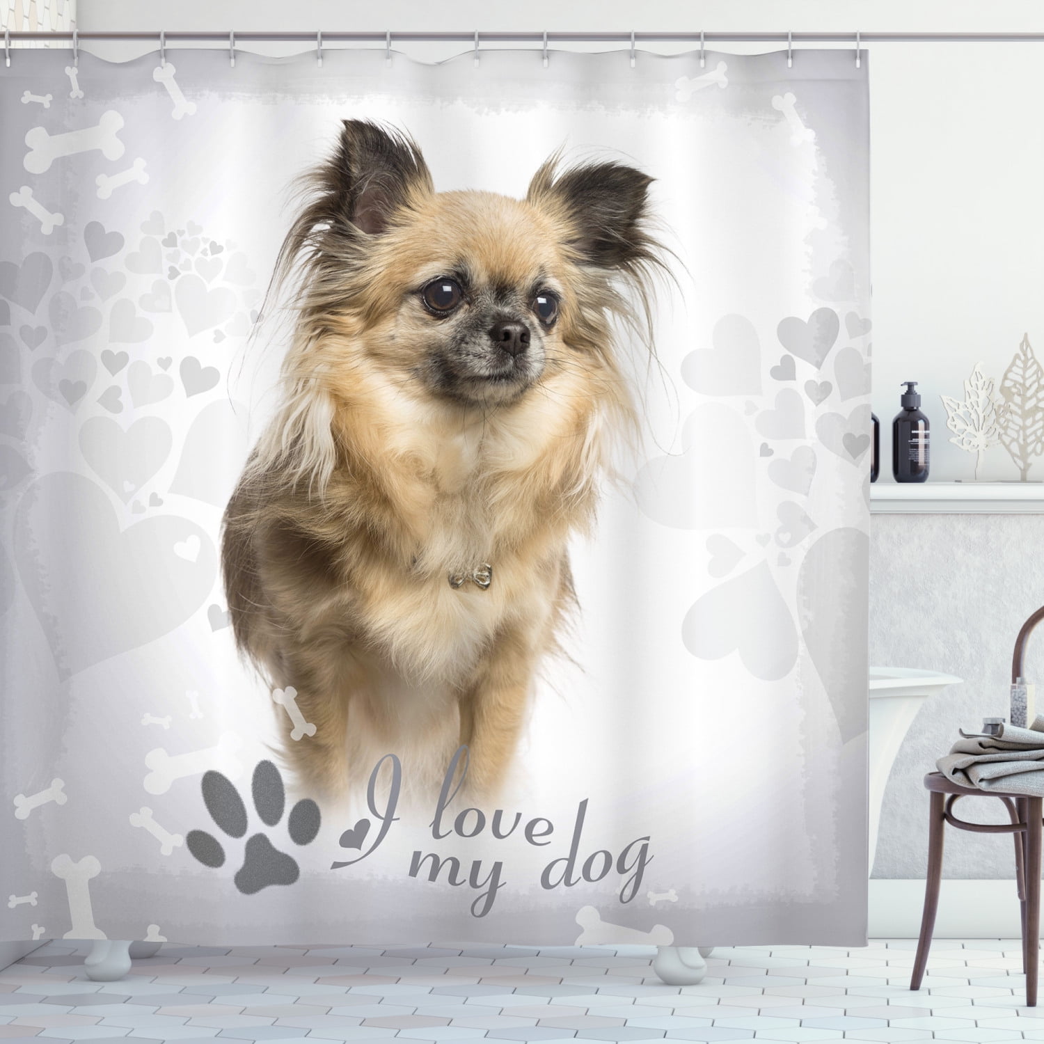 Color Pet Dog Paw Print Shower Curtain Waterproof Bathroom Fabric Liner 12 Hooks 
