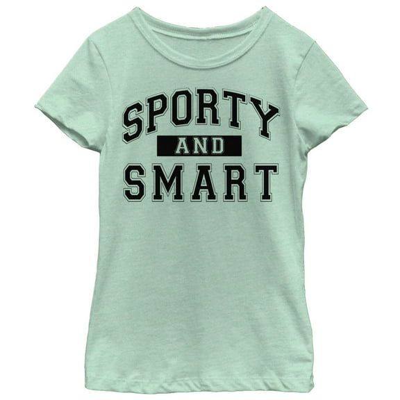 Girl's CHIN UP Sporty and Smart  Graphic Tee Mint Medium