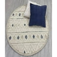 thumbnail image 2 of 4â€™ Round Cream and Blue Stripe Diamond Area Rug, 2 of 8