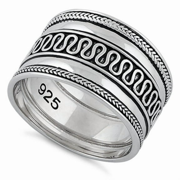Bali Design Handmade Ring Solid 925 Sterling Silver Thumb Band for Men Women