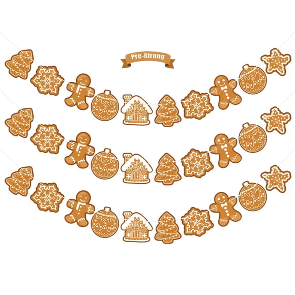 Guirnalda de pan de jengibre con decoraciones colgantes navideñas ZBYQDHO
