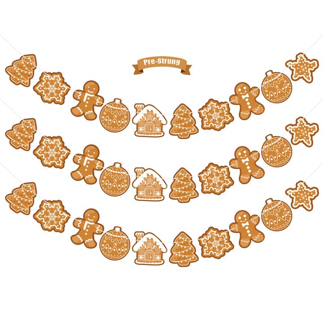 Guirnalda de pan de jengibre con decoraciones colgantes navideñas ZBYQDHO