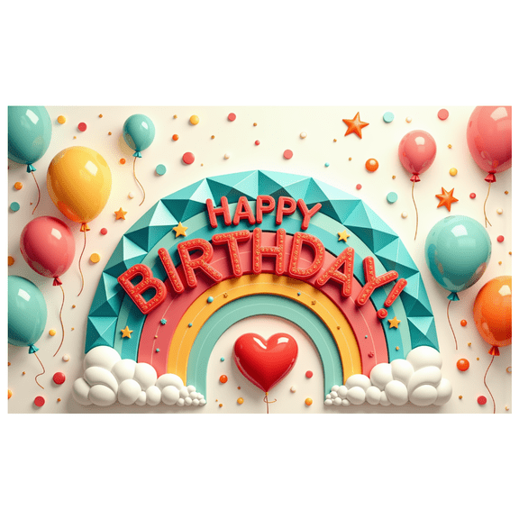 Rainbow Theme Happy Birthday Banner Colorful Balloons Star Decorations Birthday Celebration for Kids Party Indoor Decoration Photo Shoot