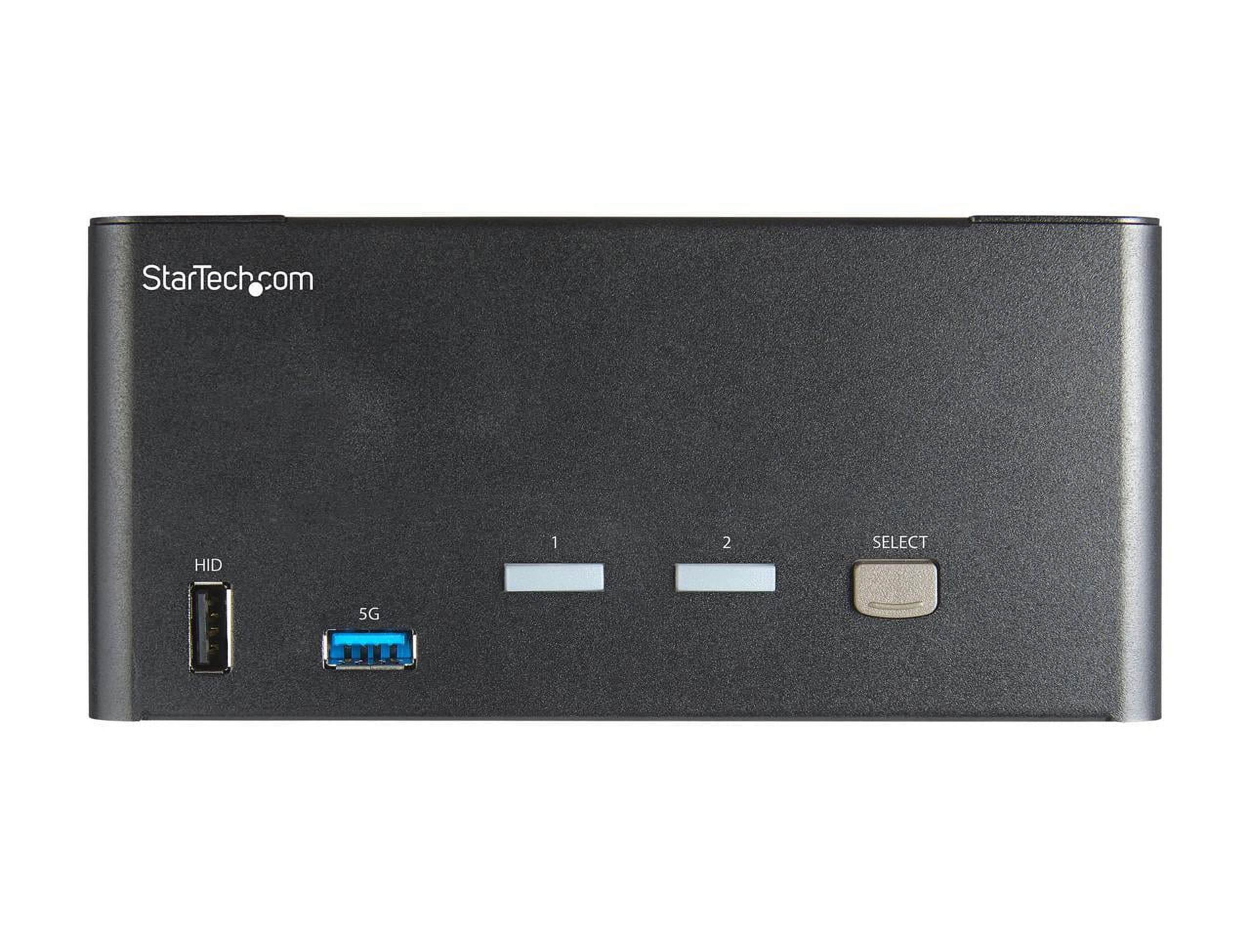 StarTech.com 2 Port Triple Monitor DisplayPort KVM Switch 4K 60Hz UHD HDR, DP 1.2 KVM Switch, 2-Pt USB 3.0 Hub, 4x USB HID, Audio, Hotkey