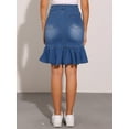 thumbnail image 3 of DARING DIVA Women's Bodycon Fishtails Ruffled Knee Length Jean Skirt XS Blue, 3 of 6