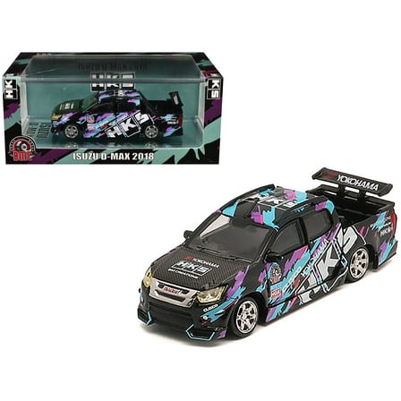 Isuzu D-Max Lowrider Truck RHD "HKS" Black with Graphics "Thailand Diecast Expo 2025" 1/64 Diecast Model Car by BM Creations