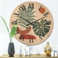 thumbnail image 2 of Designart 'Sun and Moon Shapes In Retro Green & Terracotta Tone' Modern Wood Wall Clock, 2 of 5