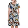 thumbnail image 1 of Disketp Color Tractor para Vestido de Manga Corta para Mujeres, Vestidos de Verano para Mujeres, Casual y Holgado para la Playa, 1 of 6