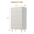 thumbnail image 2 of Danolapsi 5 Drawer Dresser, Tall Narrow Chest of Drawers, Wooden Skinny Dresser with Gold Metal Handles and Legs, Modern Storage Drawer Cabinet for Bedroom, Living Room, Entryway, 2 of 5