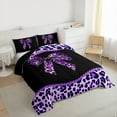thumbnail image 3 of Homewish Girls Vintage Ribbon Bedding Comforter Set, Purple Leopard Print Bowknot Twin Comforter Sets, Old Fashion Reversible Bedding Set, Luxury Bedroom Decor, 2 Pieces, 3 of 8