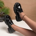 thumbnail image 6 of ZACPNCV Women's Black Patent Leather Bow Loafers Large Size Round Toe Slip On Flats Comfortable Casual Work Shoes, 6 of 8
