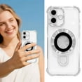 thumbnail image 2 of iPhone 17promax Case with Ring Stand 360°Ring Holder Kickstand [Support Magnetic Car Mount] Luxury Rose Gold Plating Edge Slim Shockproof Protective Phone Case Cover for iPhone 17promax, White, 2 of 6